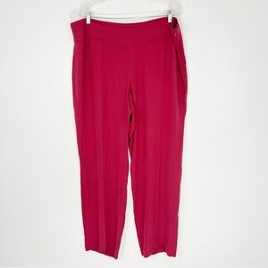 Eileen Fisher Silk Crepe Straight Leg Relaxed Pants Size XL Muted Red